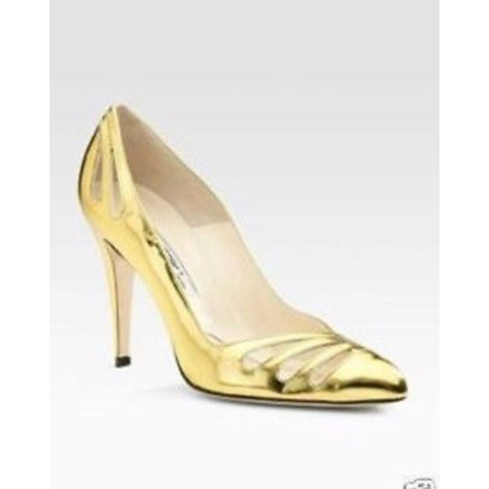 ISO Brian Atwood Gold Cutout Heel 37.5/8